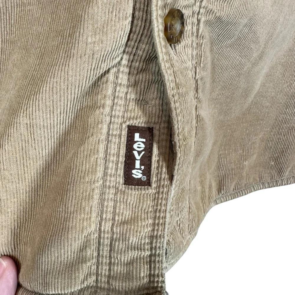 LEVI'S Men's Medium Tan Corduroy Blanket Lined Shacket Jacket Button Down - Picture 7 of 8